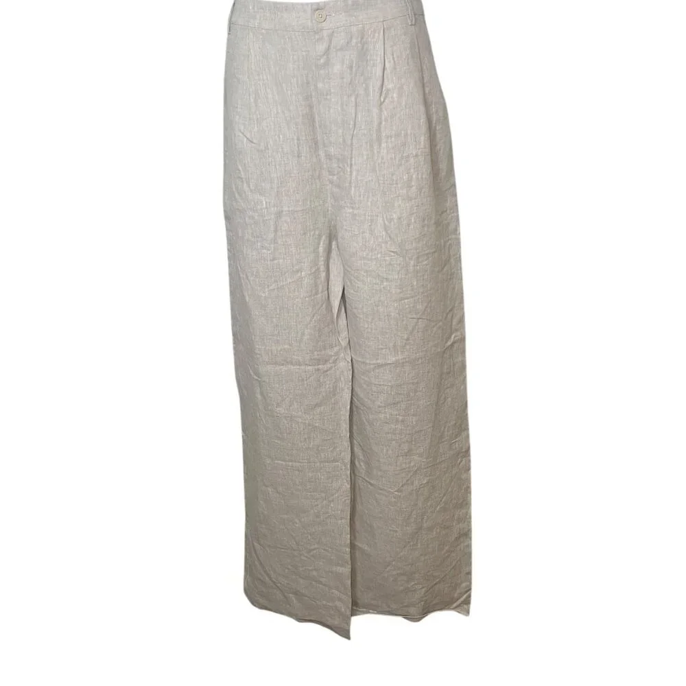 Reformation Olivia Linen Two Piece Set Size 12 NWT Oatmeal Crop Top & High Waist